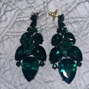 Elegant Green Crystal Drop Earrings